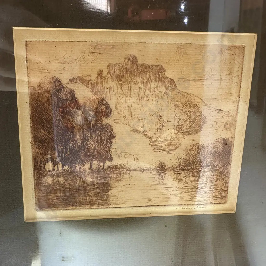 Etching by L. Crawshaw 10cm x 12cm (plus 2 small prints) Image 1++