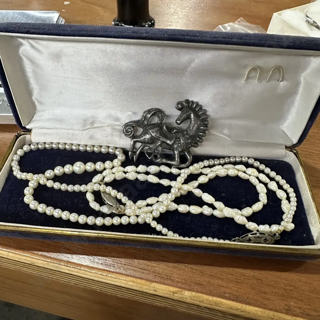 2 sets of Pearls and brooch Image 1++