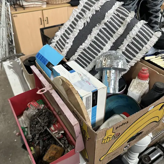 Box assorted plus tool box of saw chains etc