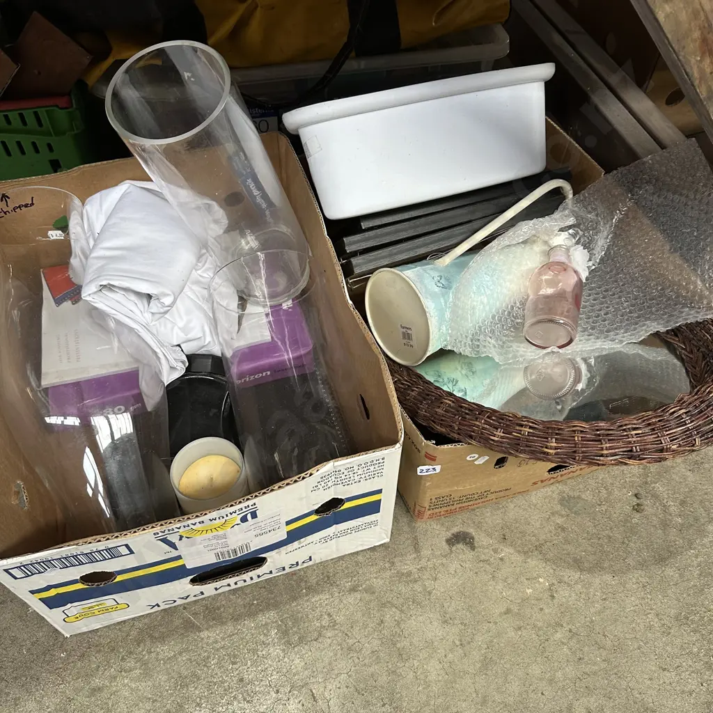 Two boxes,vases,cane mirror etc Image 1++