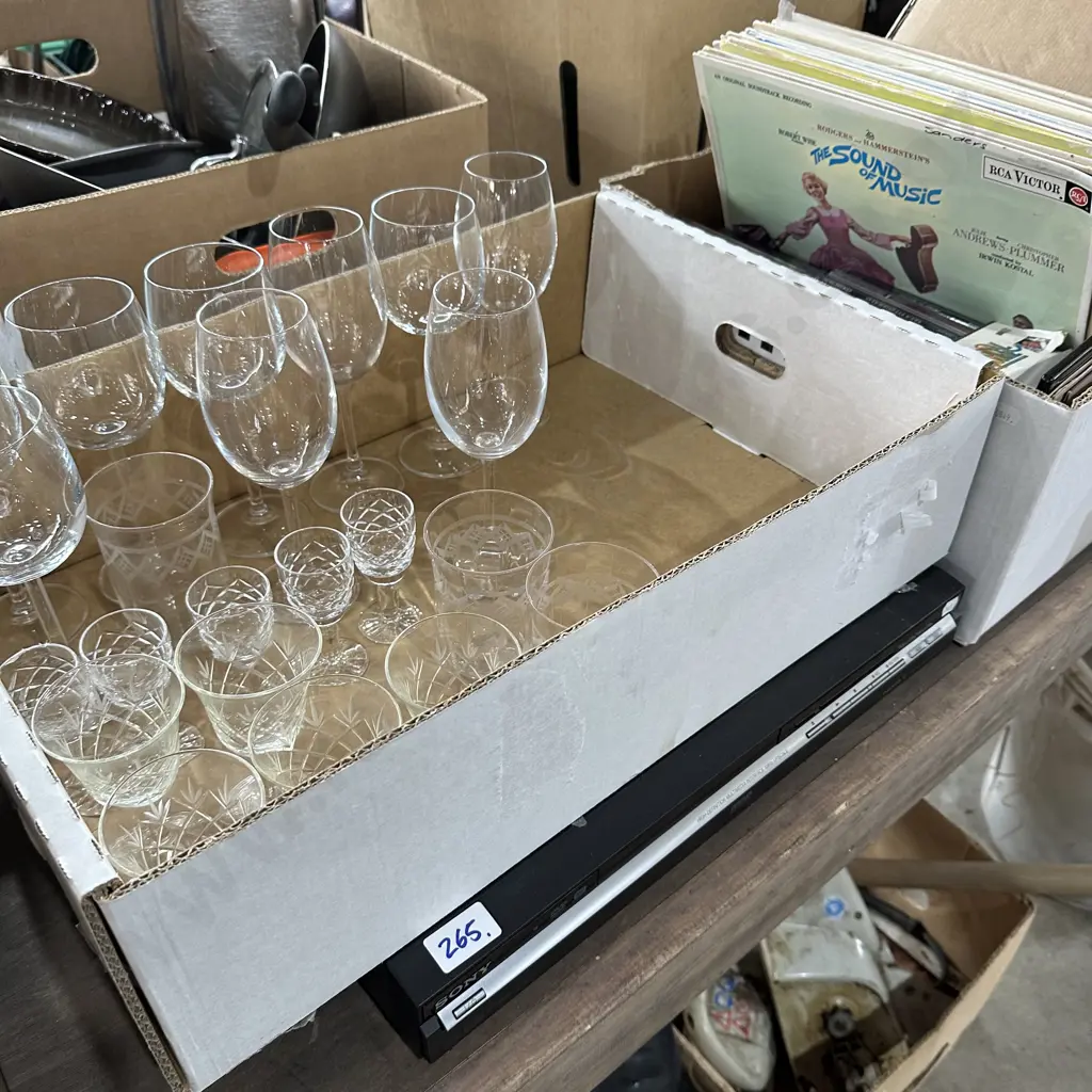 glassware and dvd player, CDs and LPs Image 1++