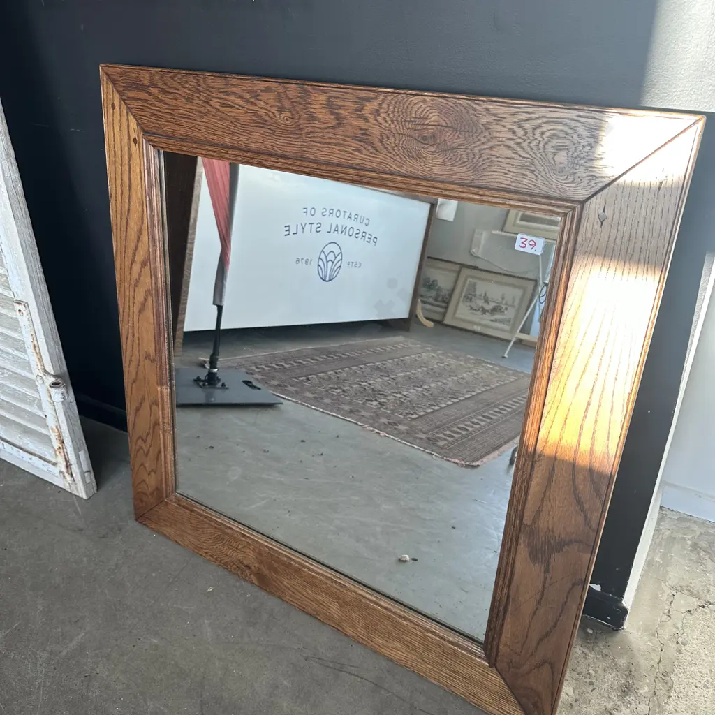 American Oak framed mirror 900 x 900 Image 1++
