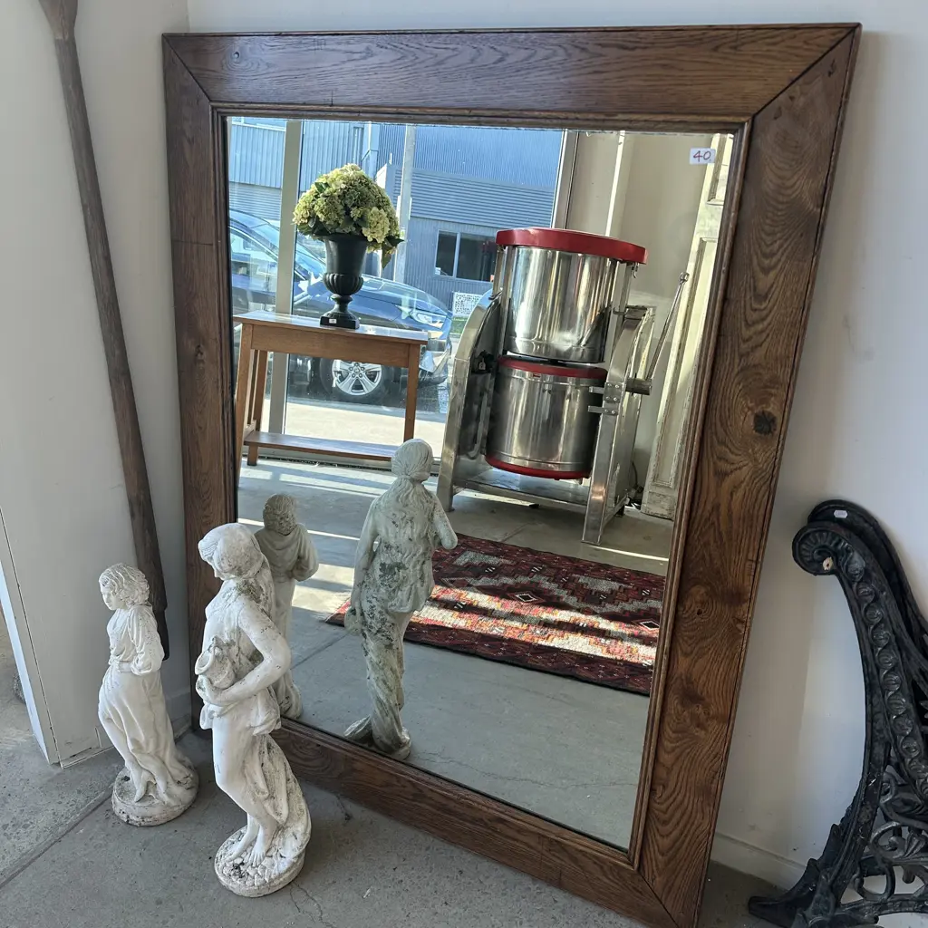 large American Oak framed mirror 1400 x 1100 Image 1++