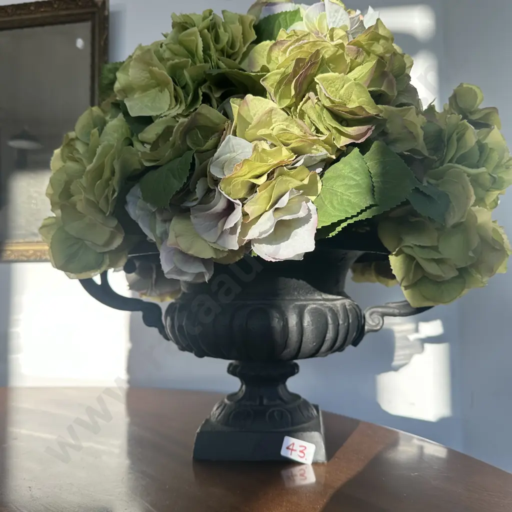 cast double handle urn with flowers Image 1++