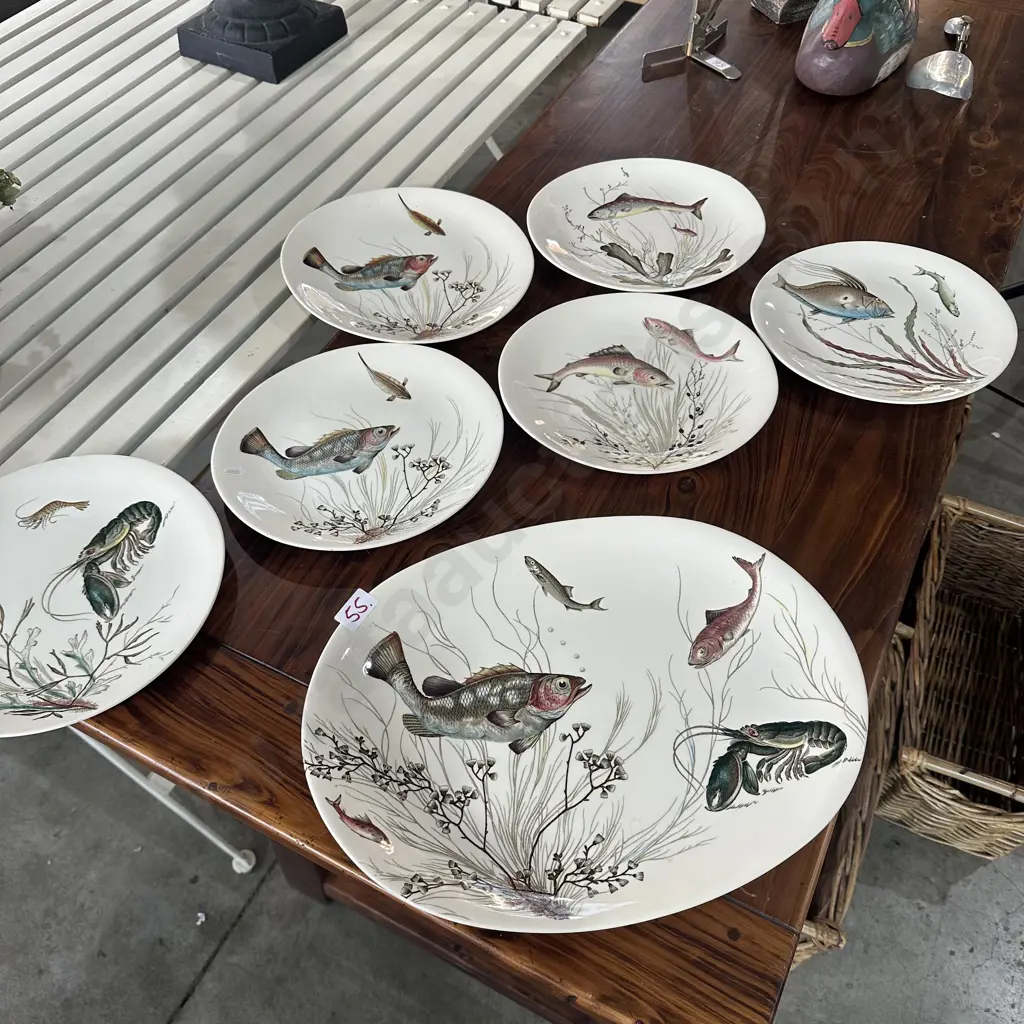 Johnson Bros "FISH" plater & 6 plates Image 1++