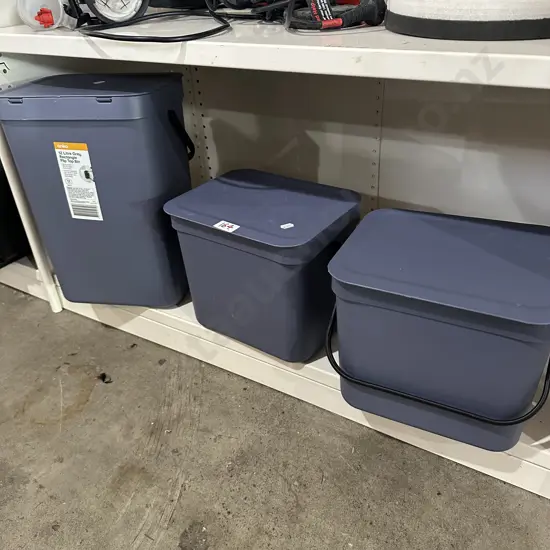 3 flip top bins