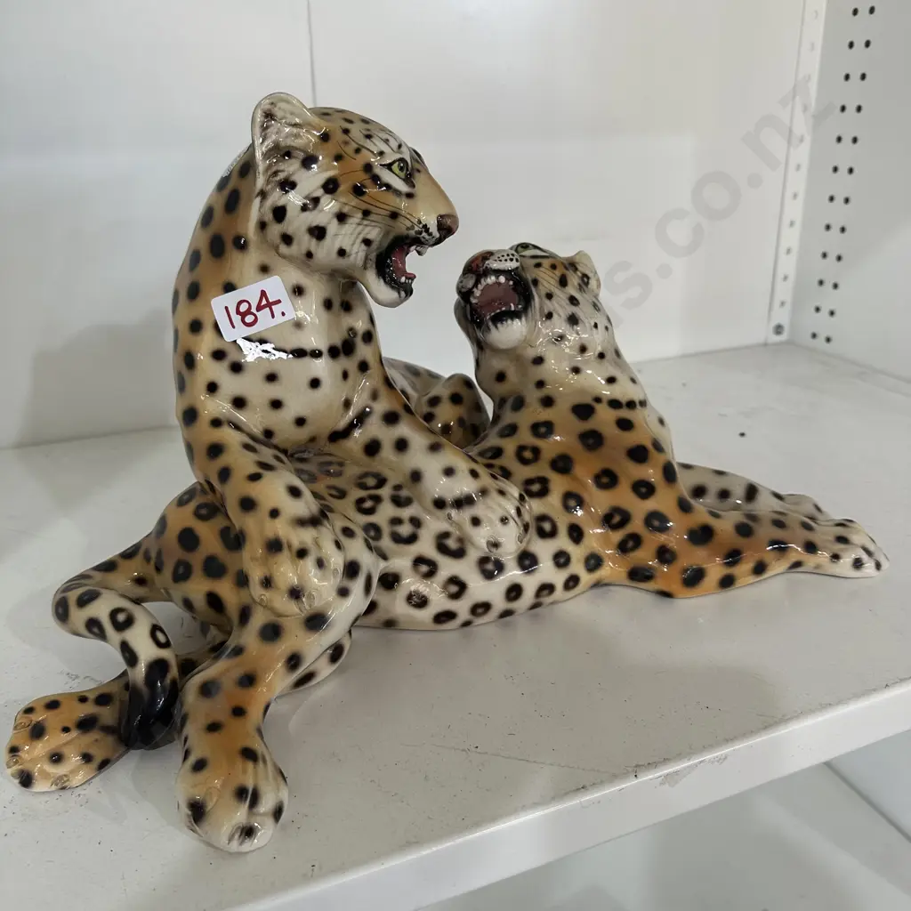 Italian 43cm ceramic Leopards figure - has a small repair (not visible) Image 1++