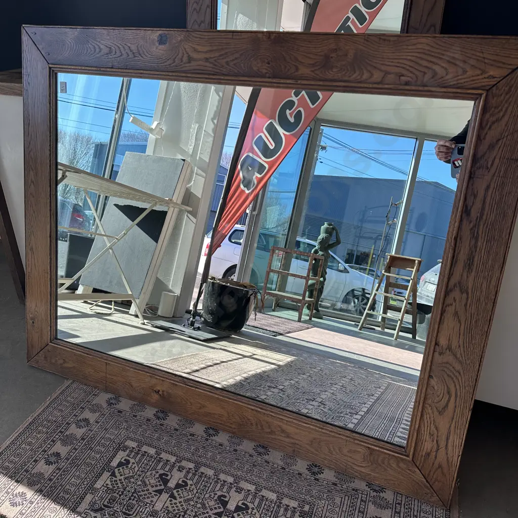 large American Oak framed mirror 1400 x 1100 Image 1++