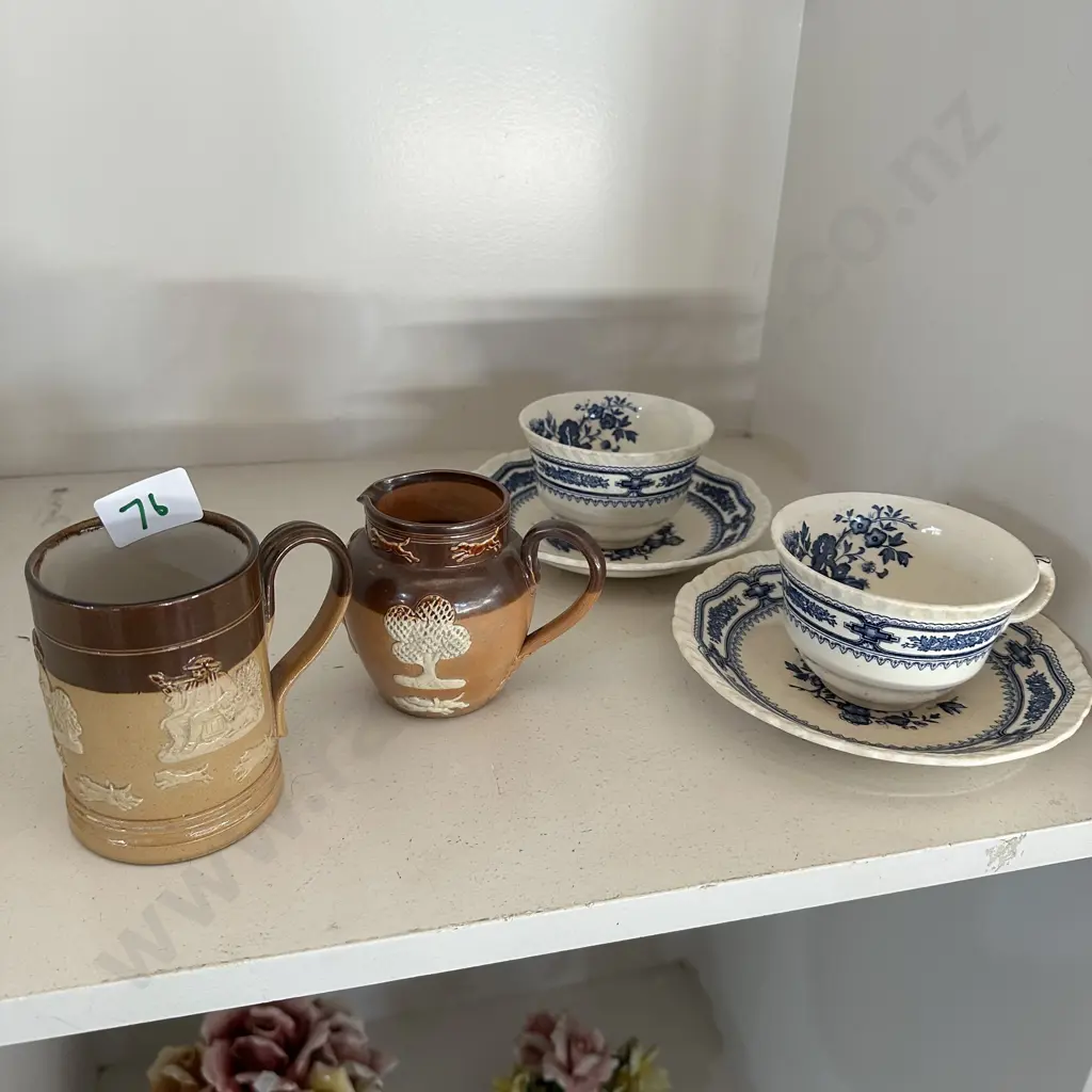 Pr Masons cup/saucers plus early Doulton mugs Image 1++