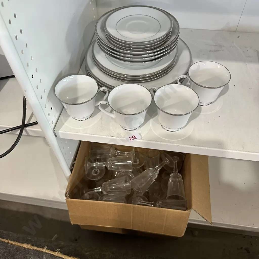 Noritake dinner set (one plate missing) plus box glasses Image 1++