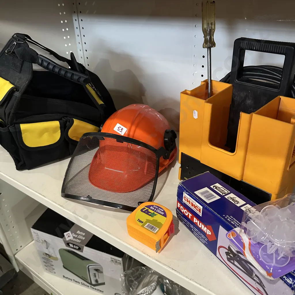 Shelf lot including tool bag etc Image 1++