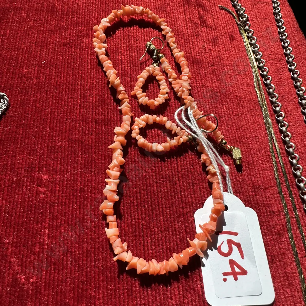 coral necklace and earrings Image 1++