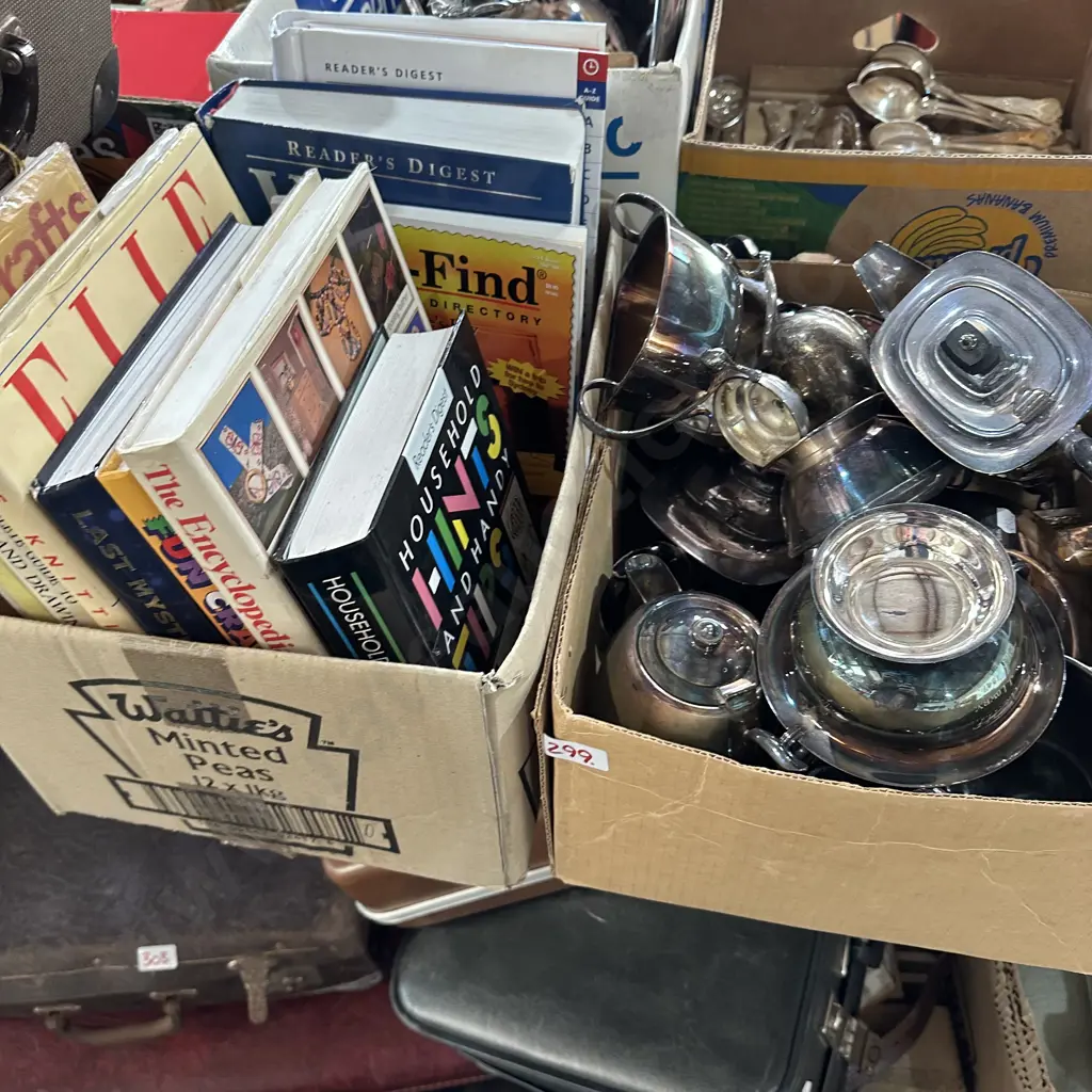 2 box books and silverware Image 1++
