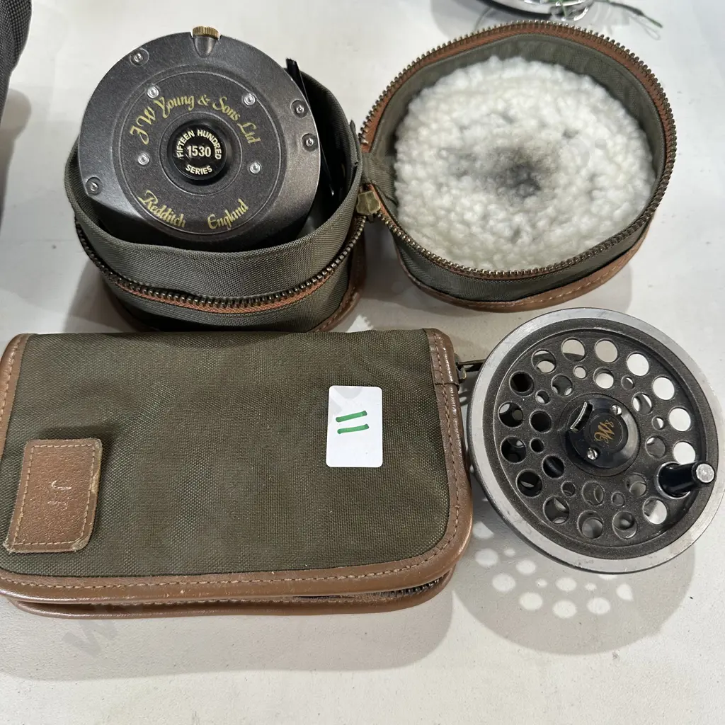 J W Young & Sons 1530 reel & extra spool plus 2 pouches Image 1++