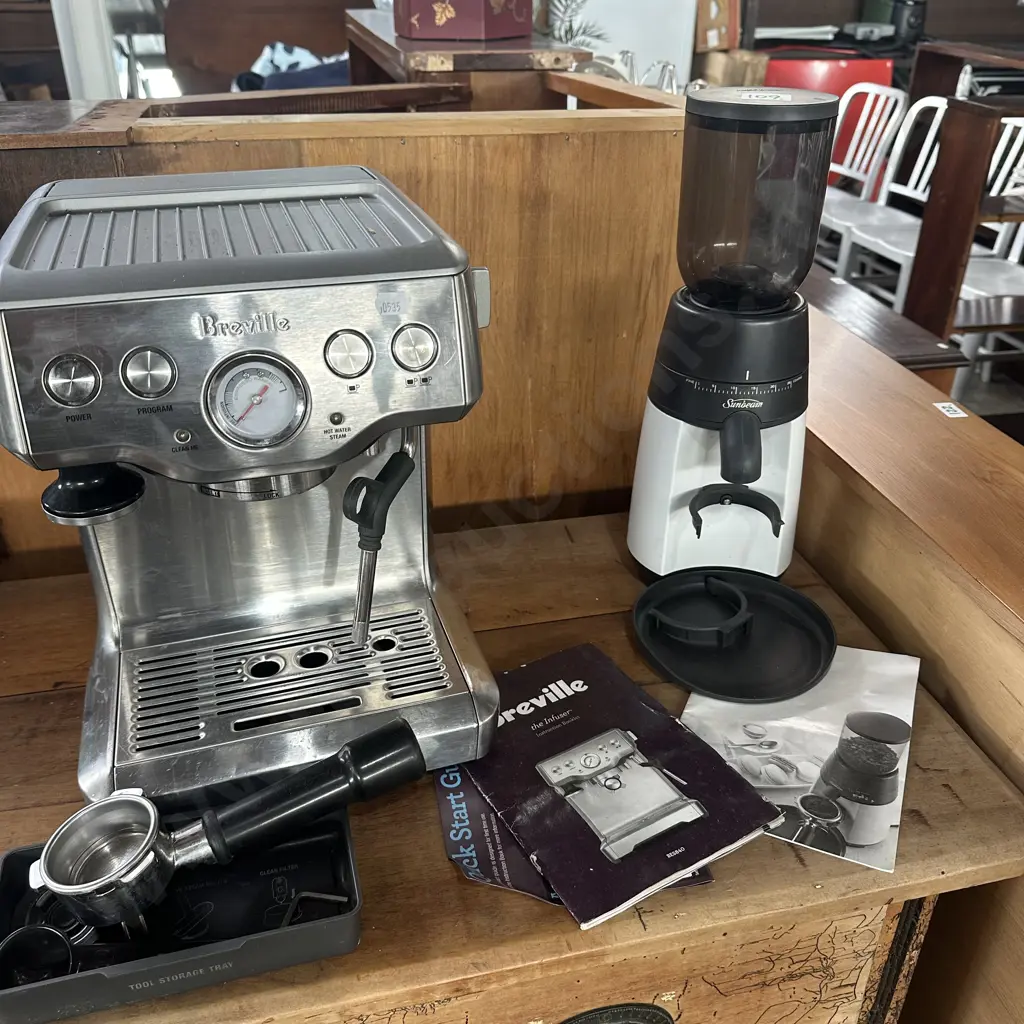 Breville espresso machine and sunbeam grinder Image 1++