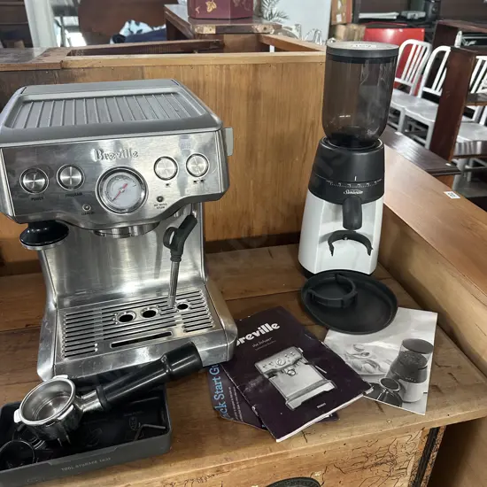 Breville espresso machine and sunbeam grinder