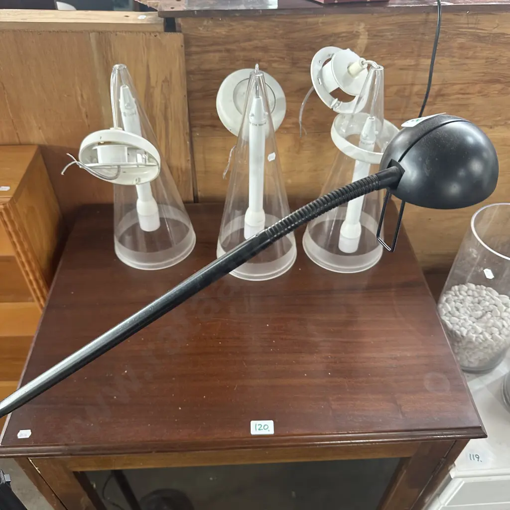 reading lamp and 3 pendant light fittings Image 1++