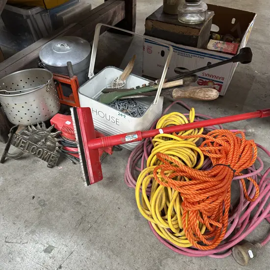 Rope,lead,tools and nails etc