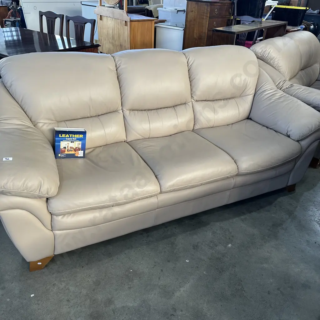 Very tidy  leather 3 & 2 seaters plus care kit Image 1++