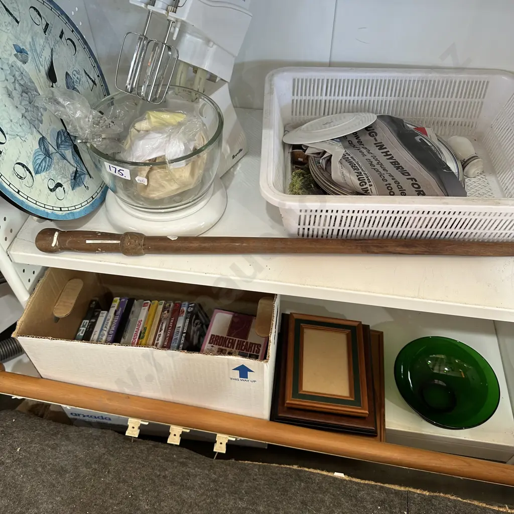 kitchen mixer, walk stick, dvds,rimu curtain  rail, clock etc Image 1++