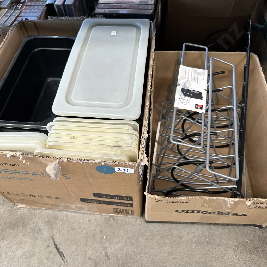 2 Boxes lidded containers and file tidies Image 1++