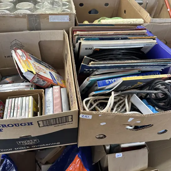 2 boxes LPs and dvds