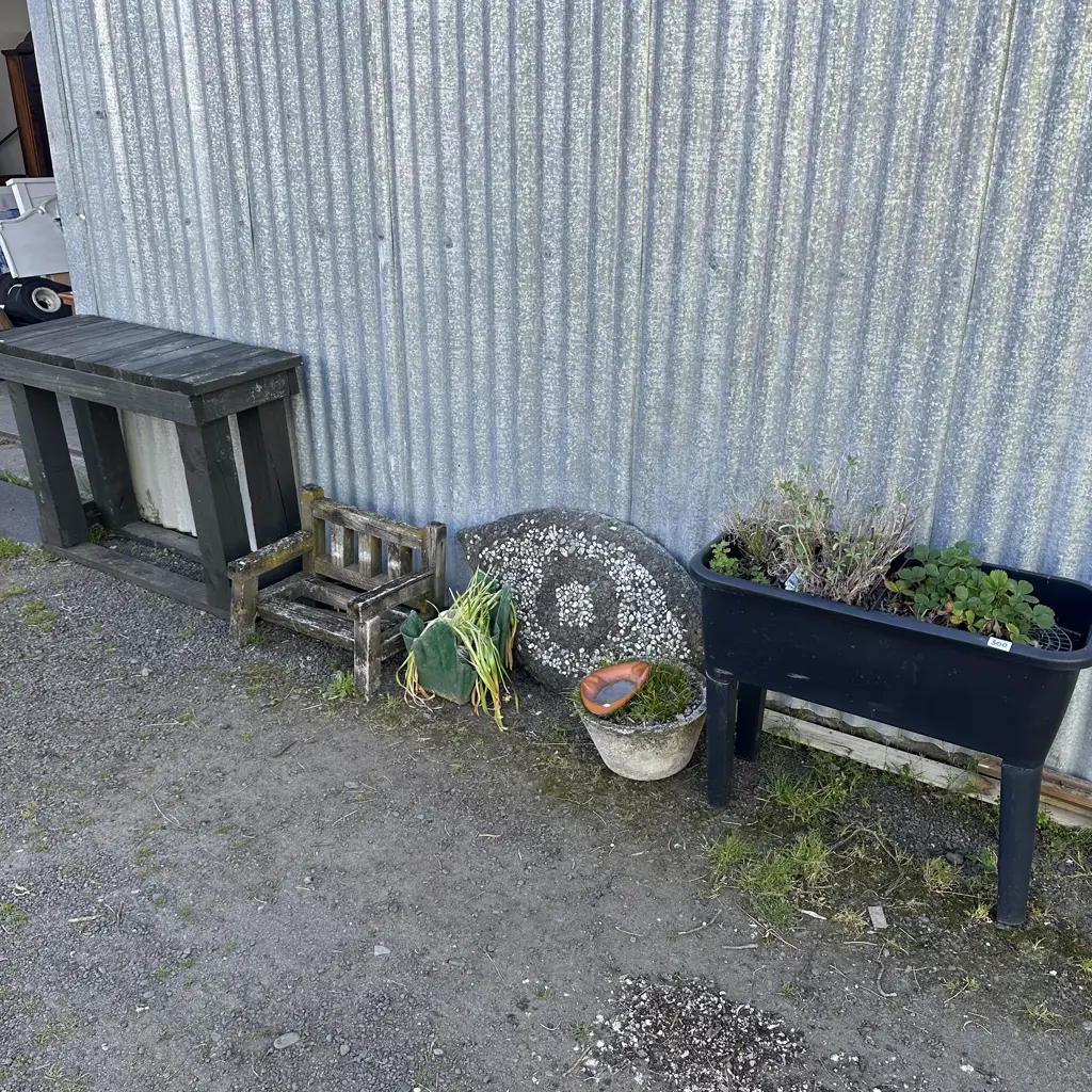 planter, table, chair, tools etc Image 1++