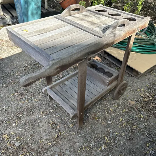 Wooden drinks trolley