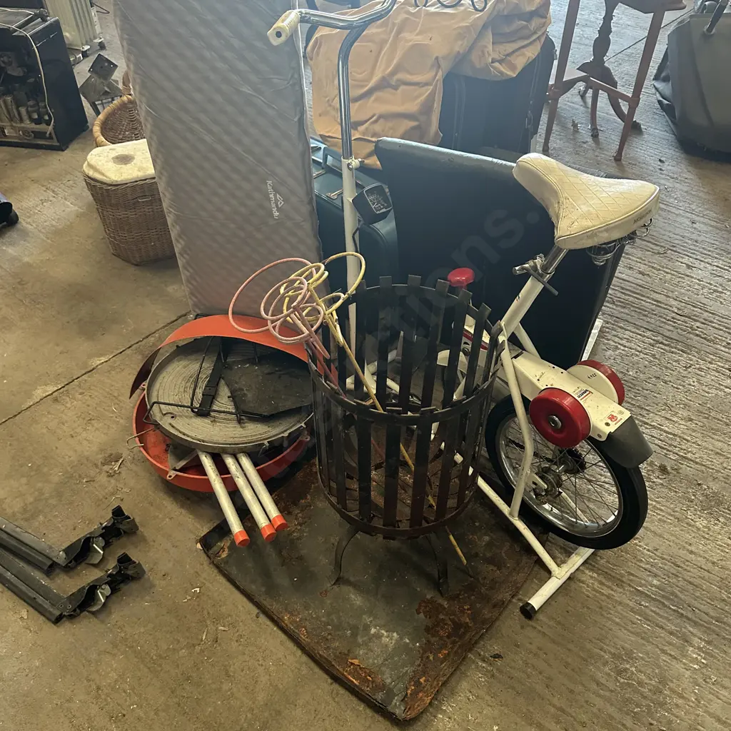 brazier, exercycle, bbq, suitcases, chair, mattresses Image 1++