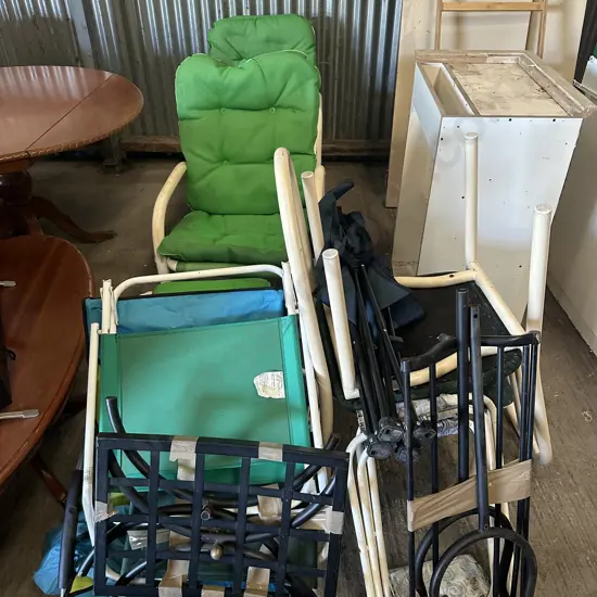 plastic chairs etc