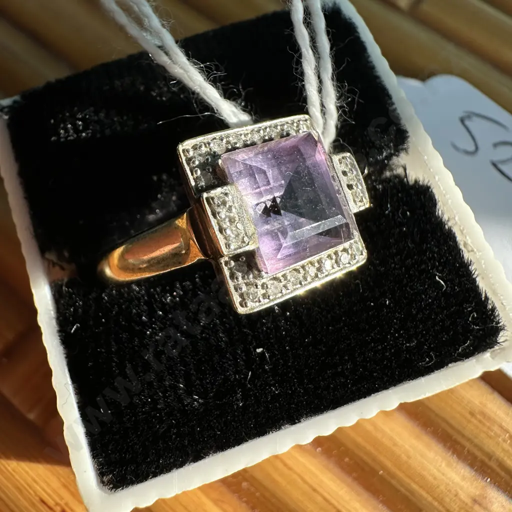 Art Deco  Amethyst 9ct Gold ring Image 1++