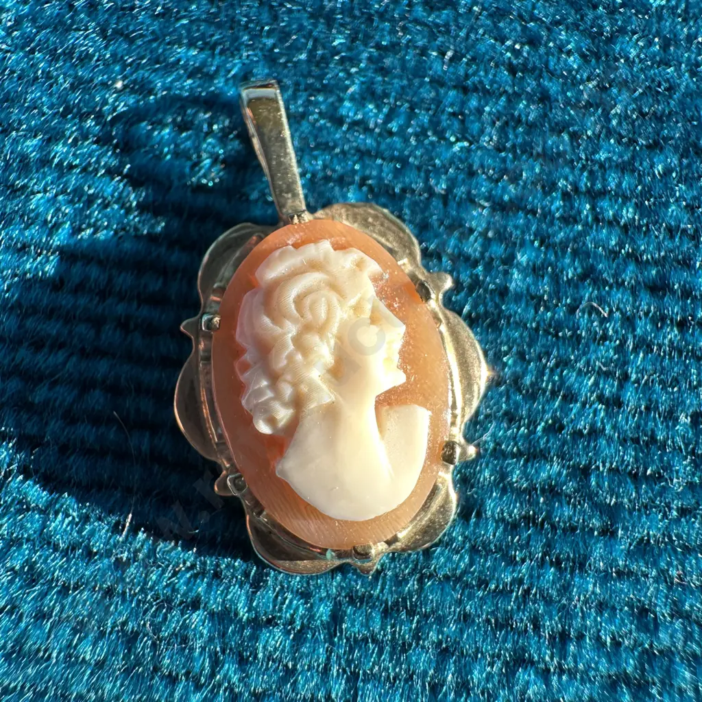 Miniature cameo,  housed in 9ct Gold pendant Image 1++