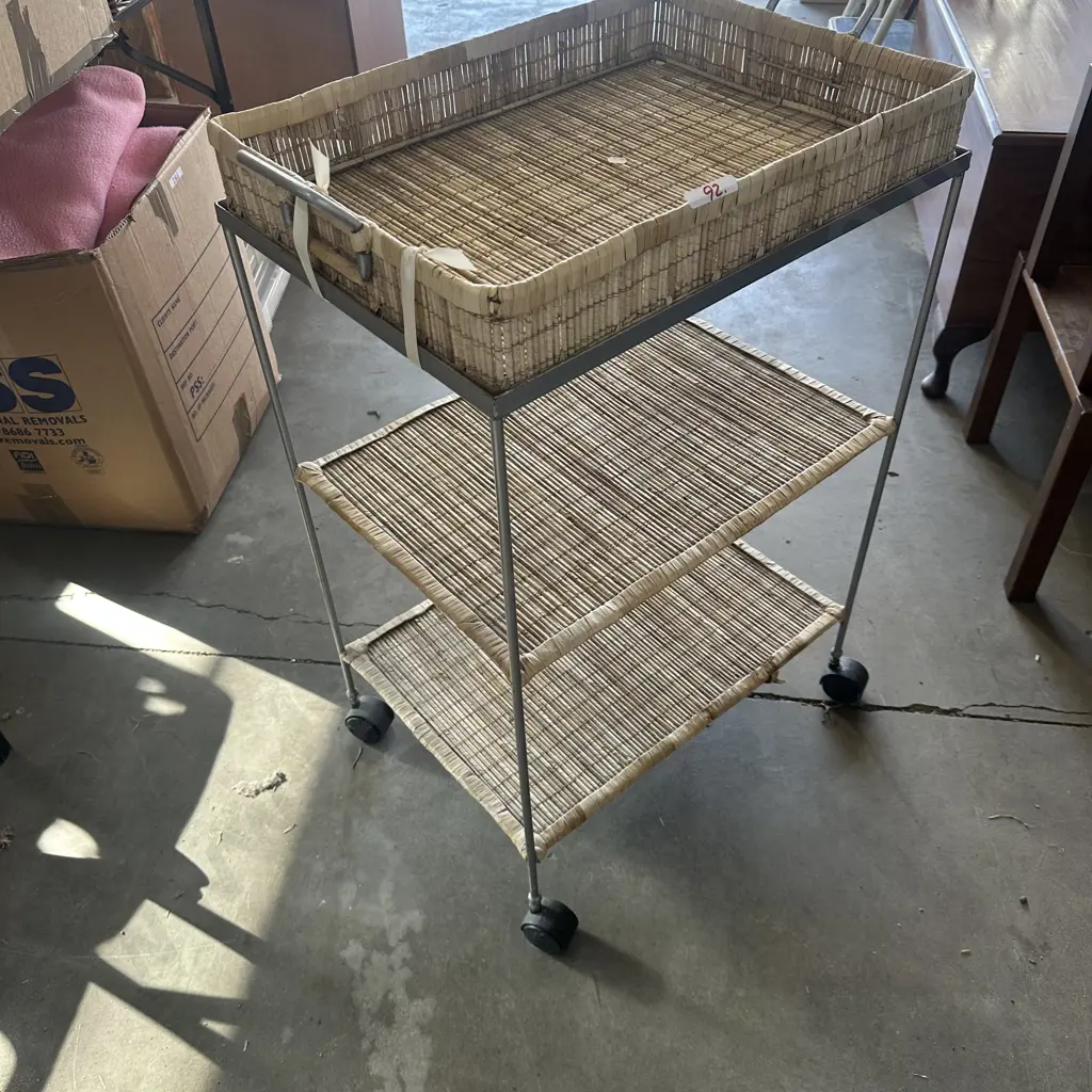 metal framed wicker trolley Image 1++