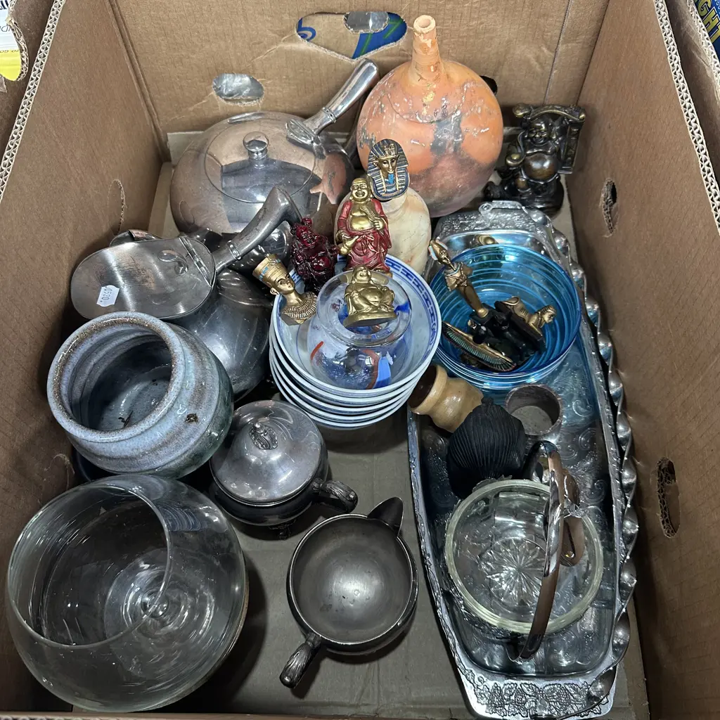 Silverware pottery and miniture buddhas etc Image 1++