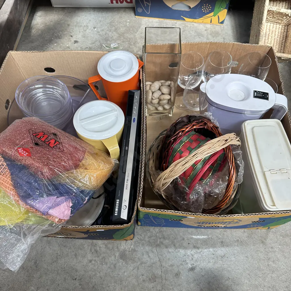 2 Boxes DVD player, water filter jug etc Image 1++
