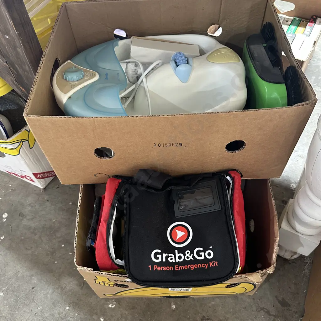 2 Boxes One person emergency kit, foot spa etc Image 1++