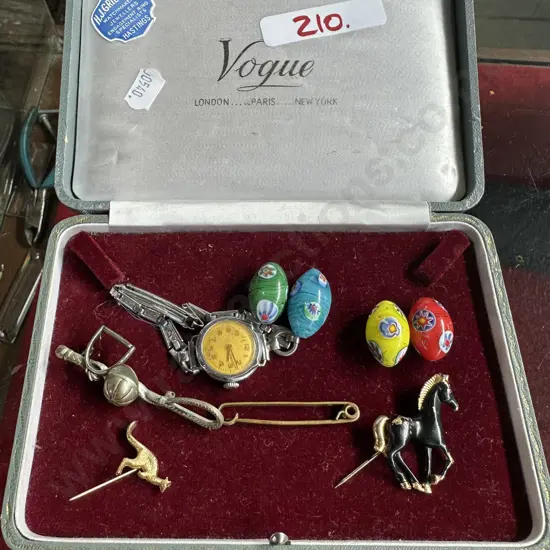 Broaches, watch and murano beads