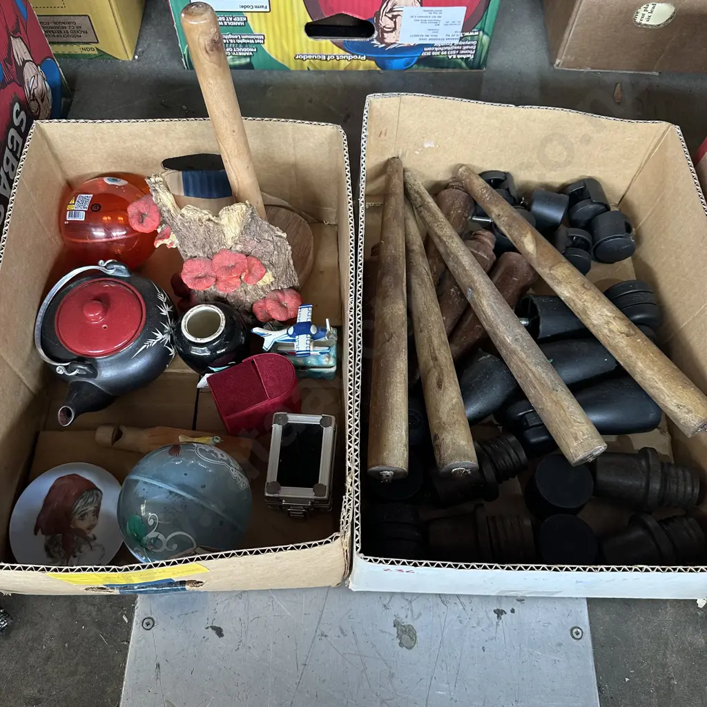 2 Boxes bed legs and collectables Image 1++