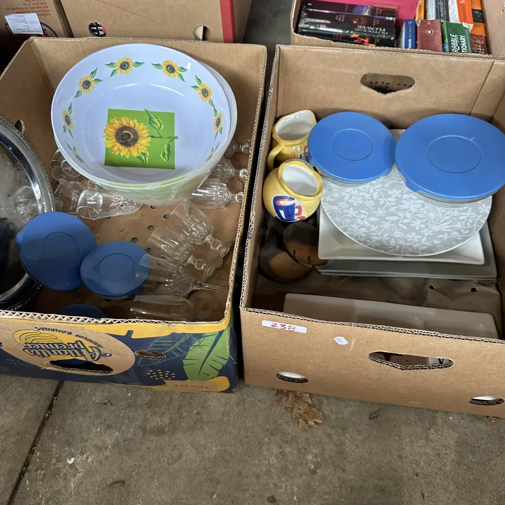 2 Boxes glasses, set of lidded bowls etc Image 1++