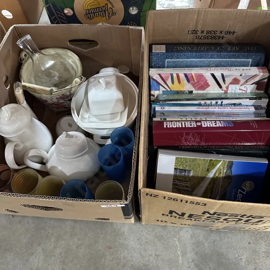 2 Boxes of books, china etc Image 1++