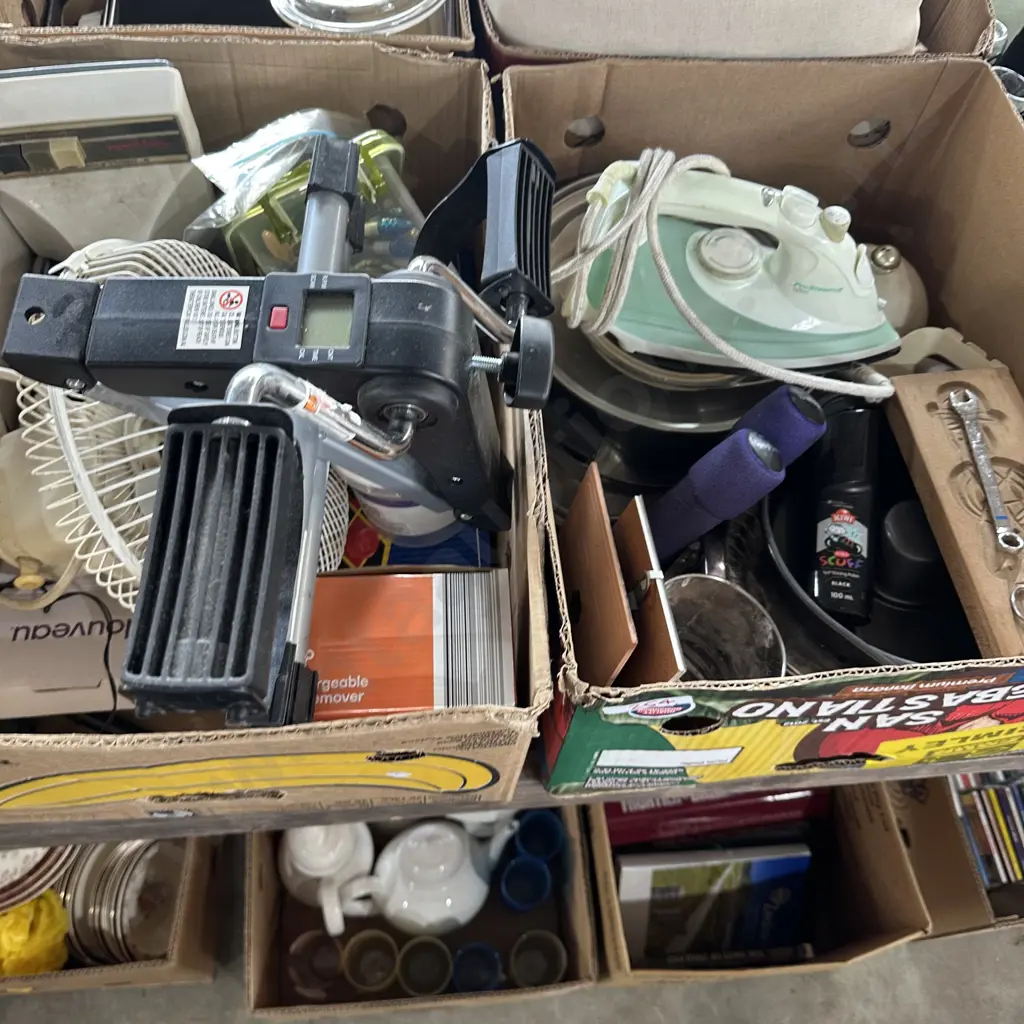 2 Boxes including large pot and hand weights etc Image 1++