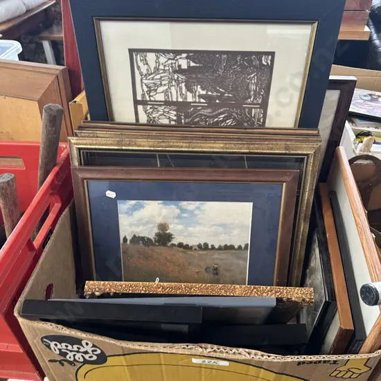 Box of pictures and frames