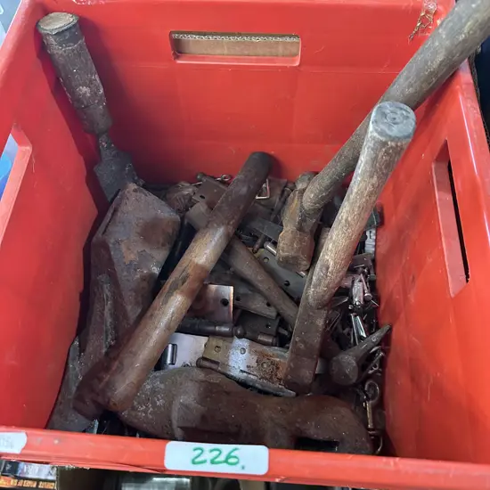Box of hammers and hinges etc