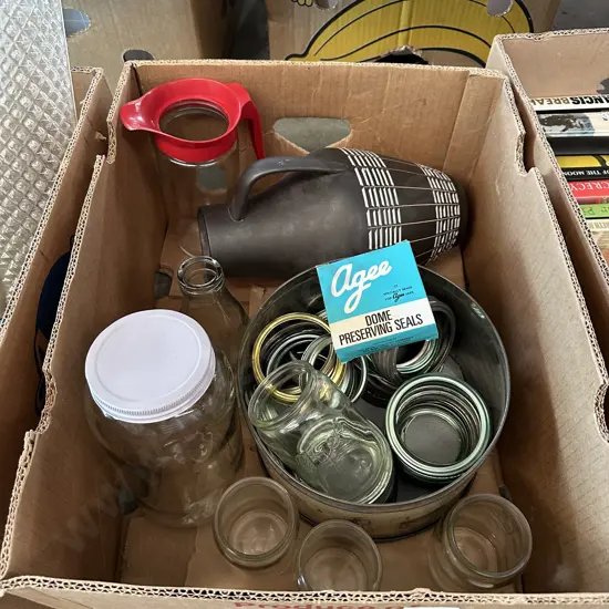 Agee jar seals and lids, vase etc.