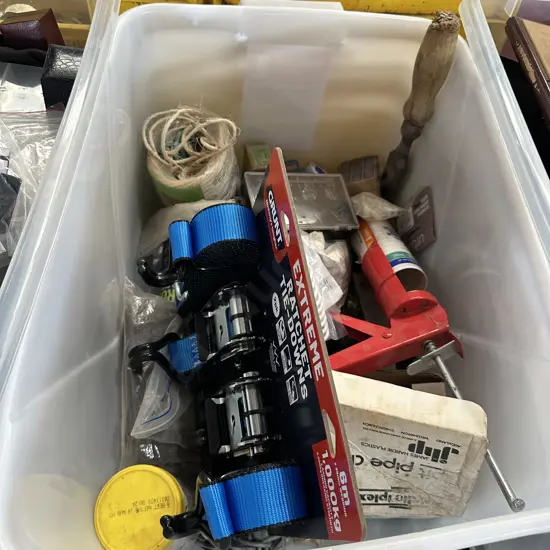 Bin, new strops, hardware etc.