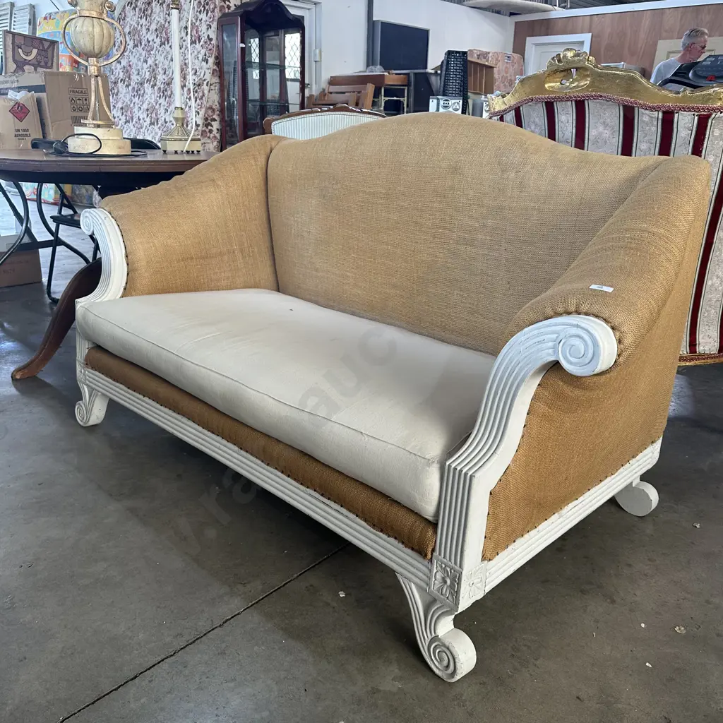 Gorgeous French/vintage style sofa with high arms. Purchased from Bluemoon, 1.6m length Image 1++