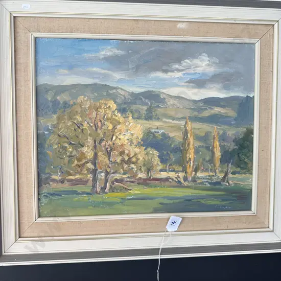 Oil painting by Carl Laugeson, Maraekakaho (looking from sports grounds)
