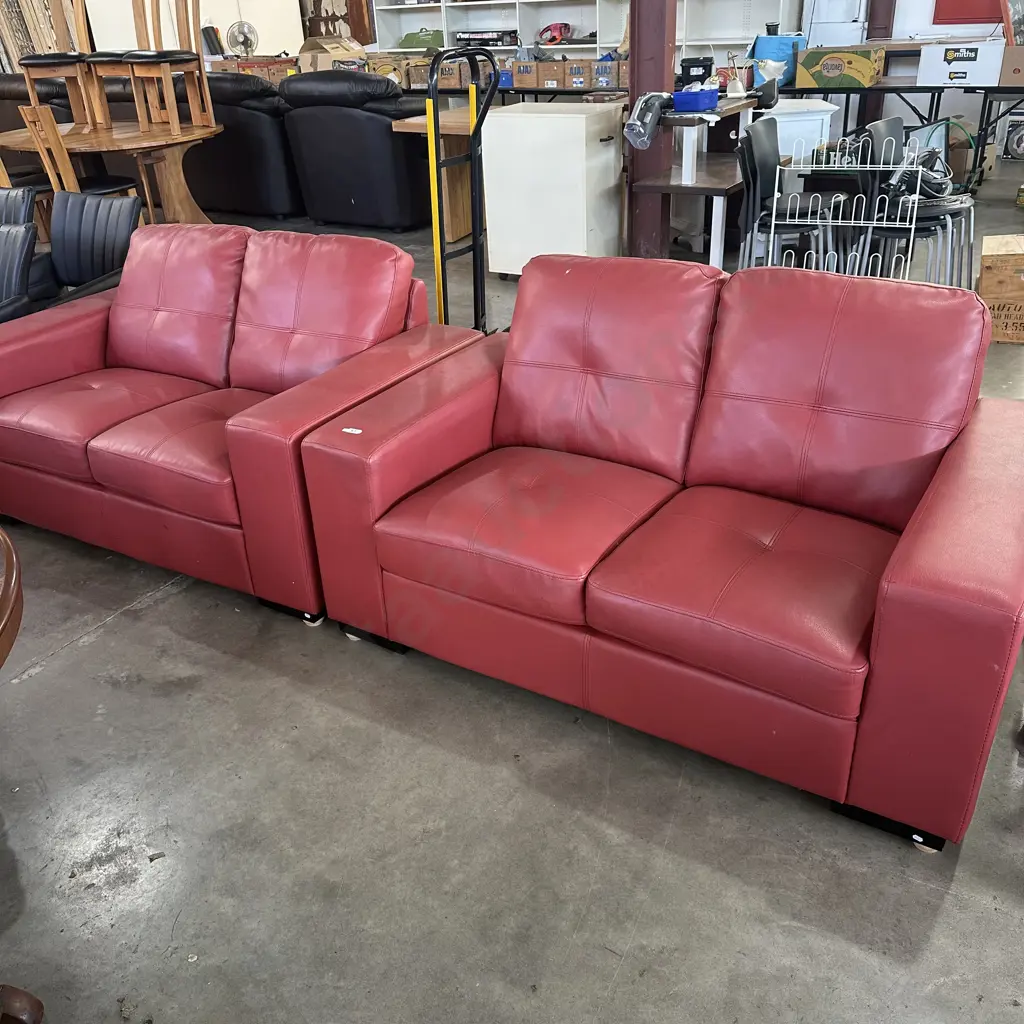 Pr Red Leather sofas Image 1++