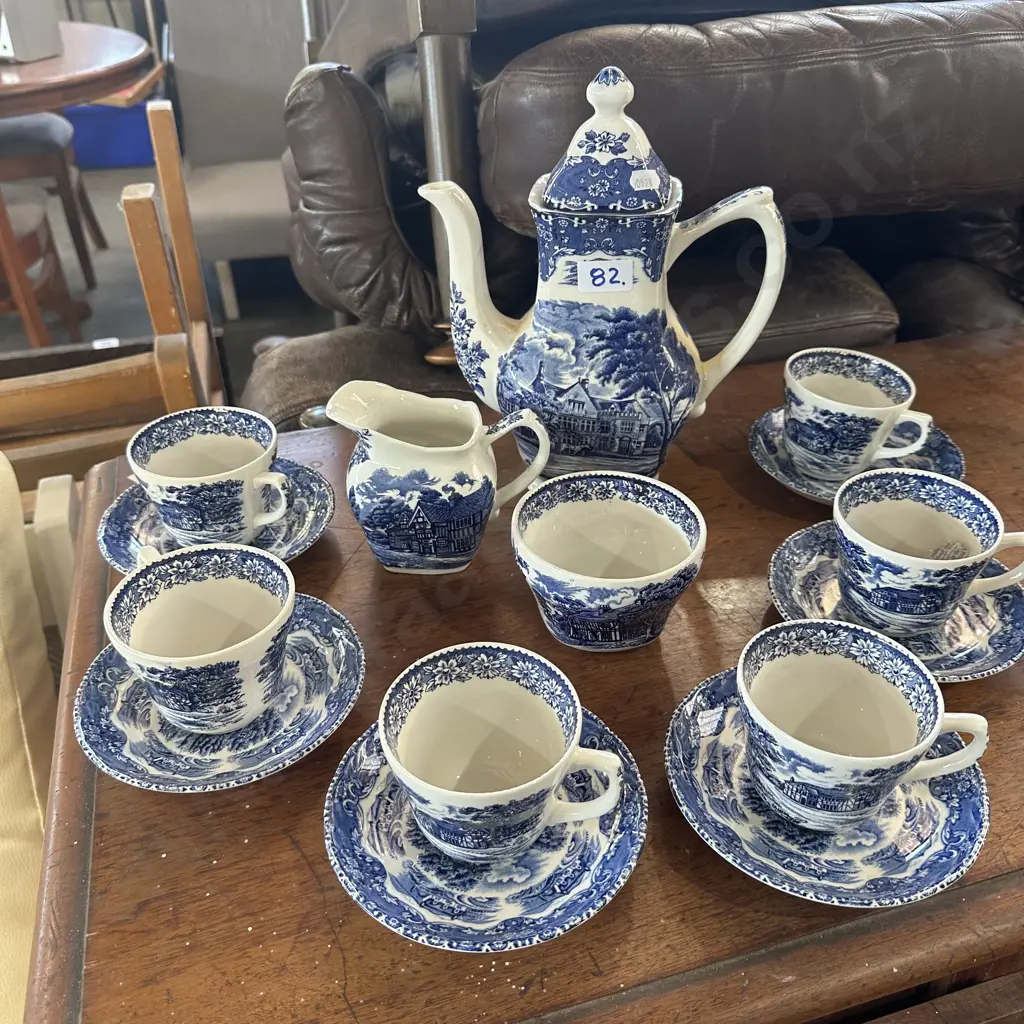 Grindley Blue and White full coffee service Image 1++