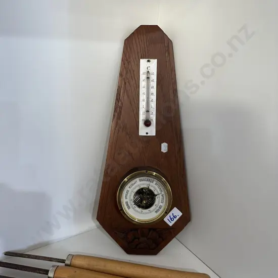 Oak Art deco barometer
